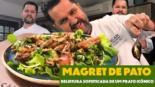 Magret de pato ao toque do chef com redu&ccedil;&atilde;o de bals&acirc;mico e nozes