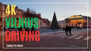 【4K】 Lithuania Vilnius Driving - UNESCO Old Town Part 1 in January with City Sounds