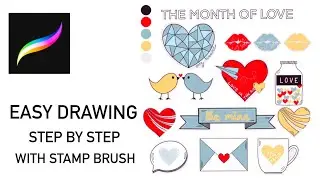 PROCREATE- EASY DRAWING with stamp brush - LOVE STICKER SHEET