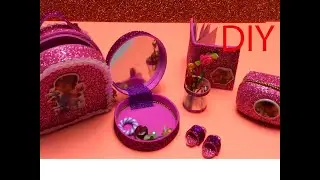 DIY  Miniature  dollhouse  School  Supplies ~ Backpack, Glitter Pen, Pencil Case🌟Vredinka DIY Mini