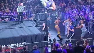 Revpro anniversary show crazy dive by Leon Slater onto Michael oku 