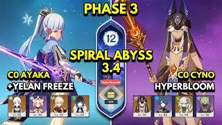 C0 Ayaka Freeze & C0 Cyno Hyperbloom | Spiral Abyss Floor 12 9 Stars | Genshin Impact 3.5