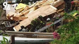 Watch emergency services rescue victim trapped under collapsed building in DC