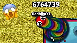 OMG 🐍 KING RAINBOW FEED CUTE NOOBS IN LEFT SIDE MAPS CORNER 🐍 BEST EPIC SNAKE IO GAMEPLAY 🐍#gaming 