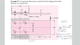 Machine Design Lec34 Ch08 Fasteners 12: Example 8.7 - Shear Joints With Eccentric Loading