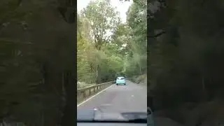 Tight turns on the A82 along Loch Lomond, Scotland.