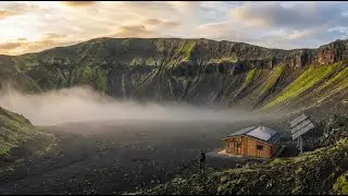 This man built a luxury house in a VOLCANIC BASIN - Building a house in nature (ASMR)