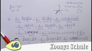 Differentialquotient und h-Methode mit f(x)=-4x² bei x=-1