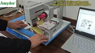 Computer design 3025 digital flatbed hot foil printer: hot stamping red patterns on smooth paper