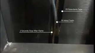 Fire retardant testing for metal zips