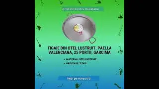 Tigaie din otel lustruit paella valenciana fructe de mare diametru 70cm, 2 manere 25 portii, Garcima