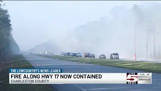 VIDEO: Fire contained along US Highway 17 in Charleston County, all lanes open