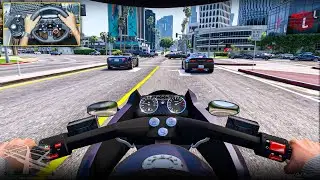 Driving a Superbike with a Steering Wheel?! 🏍️🤯 | GTA 5 Realistic First Person POV