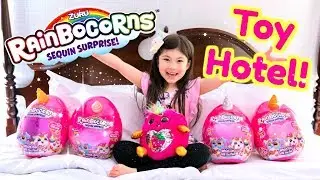 RAINBOCORNS at the TOY HOTEL! HAUL of RAINBOCORN SEQUIN SURPRISE PLUSH by ZURU! TIC TAC TOY Inspired
