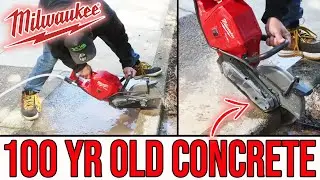 MILWAUKEE TOOL 9 inch Demo Saw Cutting (SUPER HARD) 100yr OLD CONCRETE