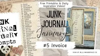 Junk Journal January |#5 Invoice| Free Printable Project | Easy Page Flap and Pocket