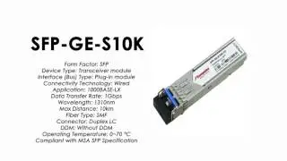 SFP-GE-S10K  |  ZTE Compatible 1000Base-LX SFP SMF 10km 1310nm
