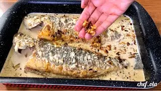 الشيف علا  ||   طاجن السمك بالطحينة  مع رز الصيادية