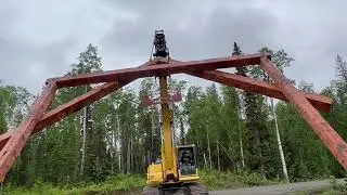 Raising the timber frame ranch gate (again)!  Lots of new concrete and steel.