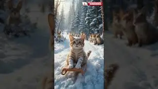 😹 Cat on a Sled Snow Madness Begins 🐱❄️ Tiny Sled, Big Cat  Winter Fun Begins 🐾🌨️ #cat #shorts