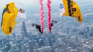 Patriotic Moment! U.S. Soldiers Parachute Into Flag-Raising Events in Chicago