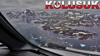 Cockpit View landing on Gravel Runway at Kulusuk, Greenland