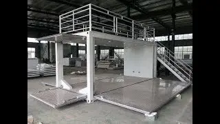 20ft container cafe bar with open sides and top service area
