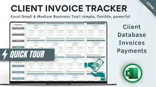 Excel Client Invoice Tracker: Keep invoicing simple and under control - CRM, Payments - Quick Demo