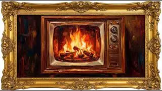 12h Framed Vintage TV Fire | Frame TV Art 4K | Moving Painting