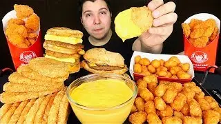 Cheesy Hash Browns & Cheesy Spicy Nuggets • MUKBANG