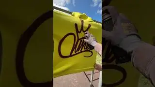 One line GRAFFITI tagging on clothes SPRAY PAINT