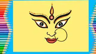 How to draw Durga maa step by step, dashain card easily