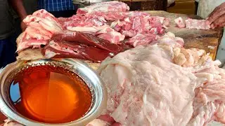 Extracting Animal Fat Oil And Cooking The Fried Fat | Goat Mutton Fat Recipe | Fat Oil For Biryani
