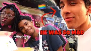 FLIRTING WITH A GIRL IN FRONT OF MY BOYFRIEND... *he got so mad* (GAY COUPLE PRANK)