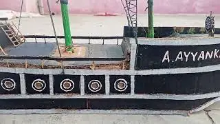Cardboard box big ship or boat  in romete control DC motor