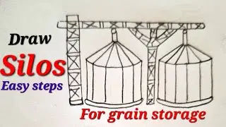 Silos drawing easy for kids, Draw silos for food storage ,How to draw silos for food storage easy