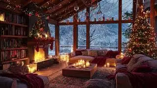 Cozy Snowy Fireplace ☃️ Winter Cabin Piano Ambience for Sleep and Relaxation