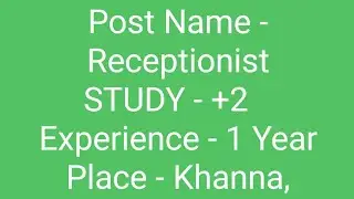 Reception(sly 10,000) job in Khanna Punjab, (Jobs jobs jobs) {ASHA PLACEMENT SERVICES}MOB.8684900014