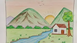A Peaceful Morning by the River #scenerydrawing #draw #art