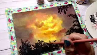 HOW I PAINTED SUN RAYS AT SUNDOWN USING DR PH MARTIN CONCENTRATED WATERCOLOR #ink #watercolor