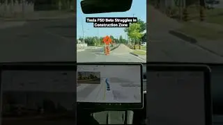 Watch Tesla FSD Beta Act Funny Around Construction Zone #shorts #funny #tesla #fsd
