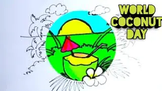 world coconut day drawing.world coconut day poster.coconut day drawing.coconut day theme 2021.poster