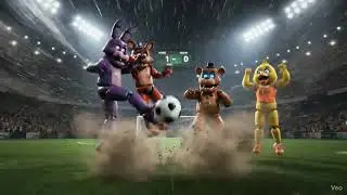 Фредди Фазбер, Бонни, Чика и Фокси играют в футбольный матч