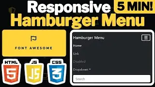 How To Build Responsive Hamburger Menu Using FontAwesome | HTML, CSS, JS