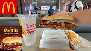 McDonalds Eating 8X Speed TimeLapse POV ASMR Limited Time McRib Sandwich French Fries Sprite Mukbang