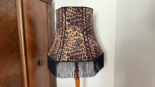 Lampa z pazurem. Ręcznie szyty abażur z motywem panterki #abażur #vintage #diy #wystr&oacute;jdomu #szycie