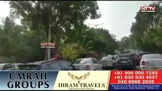 Supporters throng Harish Rao&rsquo;s house at ministers quarters in Hyderabad.