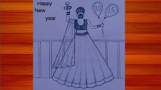 How to draw a traditional girl backside / New year drawing / New year drawing easy @drawwithpinki
