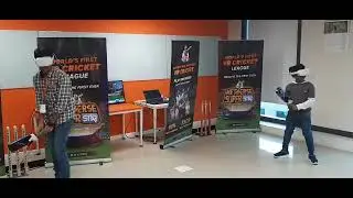 Vighnesh and Hrishikesh playing Virtual Reality Cricket at Persistent Hyderabad in June 2023