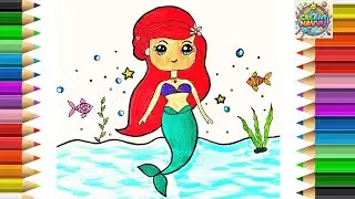 How to draw ariel the little mermaid #coloring #kidsart #easydrawing #mermaid #paintingforbeginners